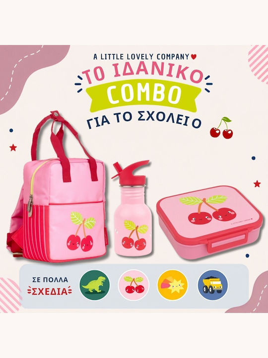 With Stainless Steel Water Bottle & Bento Lunchbox School Set Silver