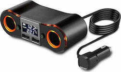 SPV SPV-Handy-Autoladegerät 80W 3.5A mit 2xUSB-A 2xLeichter Eingebettet und Voltmeter Schwarz Farbe SPV SPV-Handy-Autoladegerät 80W 3.5A mit 2xUSB-A 2xLeichter Eingebettet und Voltmeter Schwarz Farbe