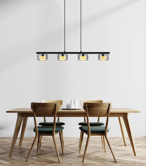 Globo Lighting Black Ceiling Light for 4 GX53 Bulbs 90x13x110cm