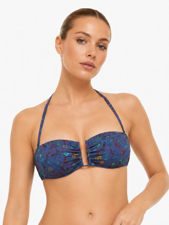 Strapless Bikini Top Floral Navy UW0UW04527-WLW