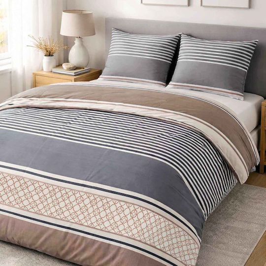 Darymex Set Huse Pentru Pilote 100% Bumbac 140x200cm Simplă Cu Față De Pernă Gri Cafeniu