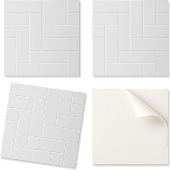 Set of Vinyl Tile Stickers Brick Herringbone Design 20x20x20 Pieces