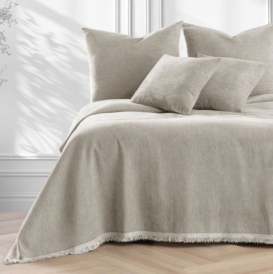 Filumi Double Coverlet Made of Beige Polyester 230x280cm