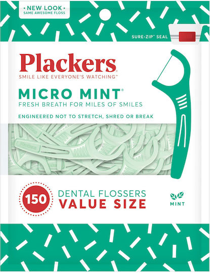 Plackers Zahnseide Mit Geschmack Minze und Faden mit Griff 150Stücke