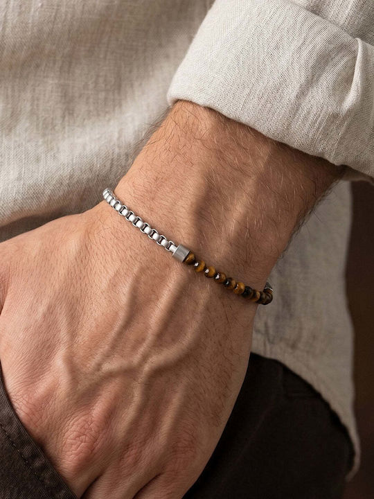 Steel & Barnett Men's Chain Bracelet with Eye Design Made of Leather