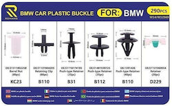 Rchang Car Plastic Clip Set BMW 290pcs 6 Designs W14/w12569 BMW Car Plastic Buckle