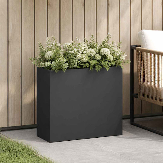 vidaXL Γλάστρα Μεταλλική Μαύρο 50x20x40εκ.