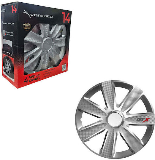Versaco Set Capace roți auto 4 buc 14" Argintii Wheel Covers