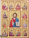 Heiligenikone Jesus Christus 12 Apostel Alte Golddruck Holz 30 X 40 Cm 11.8 X 15.8 In