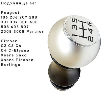 Ръкохватка За Смяна На Предавките За Citroen C2 / C3 / C4 / C-Elysee / Xsara / Saxo / Xsara Picasso / Berlingo Corvette C3 / C4 Peugeot 106 / Partner Сива