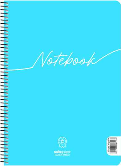 Salko Paper Spiral Ruled Notebook A4 30 Paper Sheets Light Blue