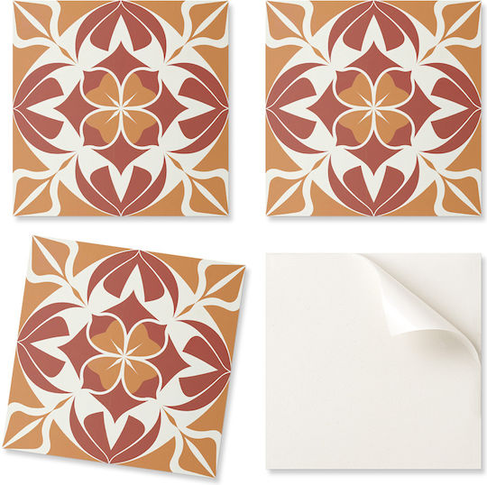 Symmetrical Floral Pattern Vinyl Floor Sticker 20x20x20 Cm