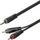 RCA Кабел за звук 3.5 мм мъжки - 2x RCA мъжки Черен 3 м