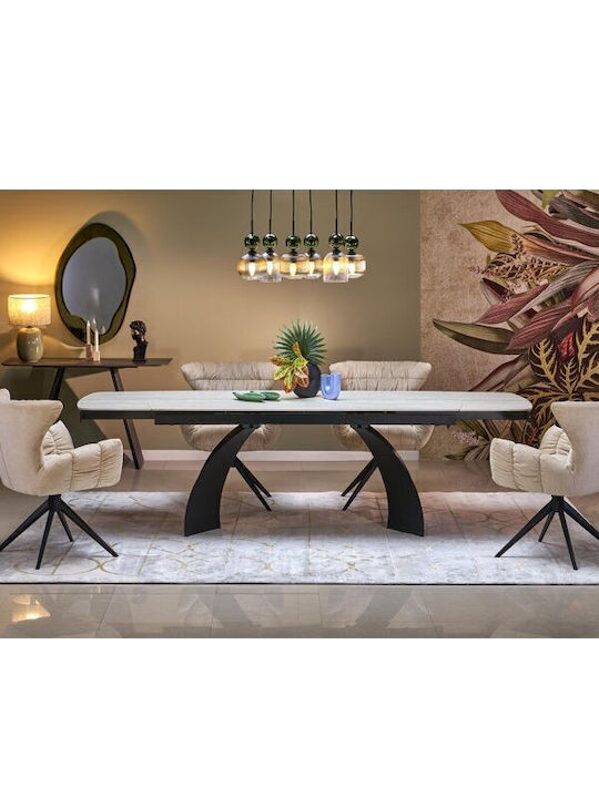 Houston 2177 Esszimmer- und Küchentisch Ausziehbar mit Steinoberflächen Schwarz 180x90x76cm