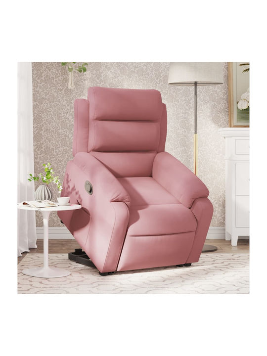 Relax Sessel mit Fußhocker Samt Rosa 75x92.5x100cm