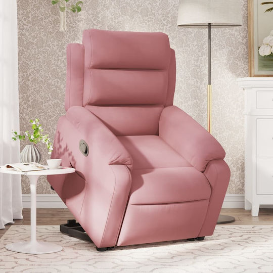 Relax Sessel mit Fußhocker Samt Rosa 75x92.5x100cm