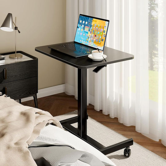 Bontec Wooden Desk Black with Metal Legs & Adjustable Height 65x48x72cm