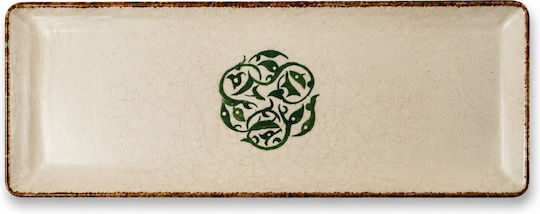 Kutahya Porselen Storia Rectangular Porcelain Serving Platter Beige 35x15cm 6 Pieces