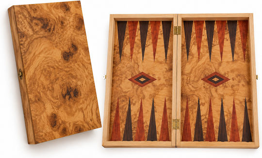 Wooden Checkers Set from Olive Wood & Dice for Backgammon