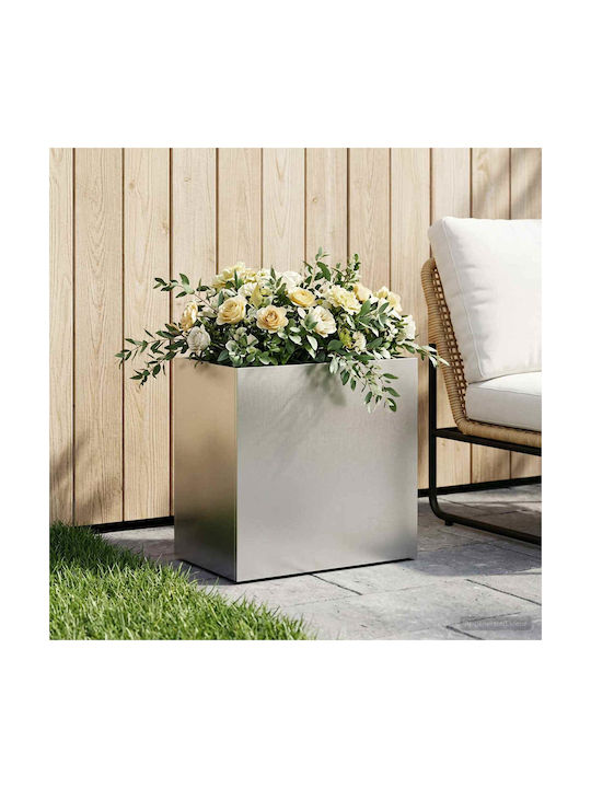 vidaXL Metallischer Blumentopf Silber 50x30x40cm