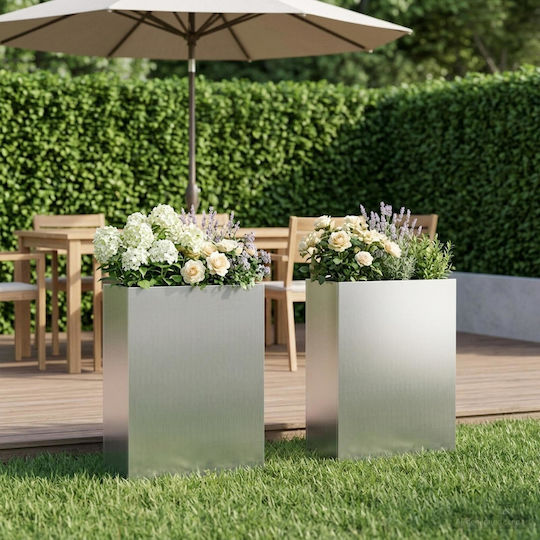 vidaXL Set 2 Metallische Pflanzgefäße Silber