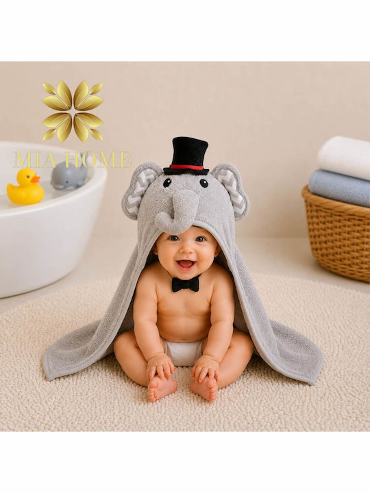 Mia Home Baby-Badetuch mit Kapuze Grau 85x85cm