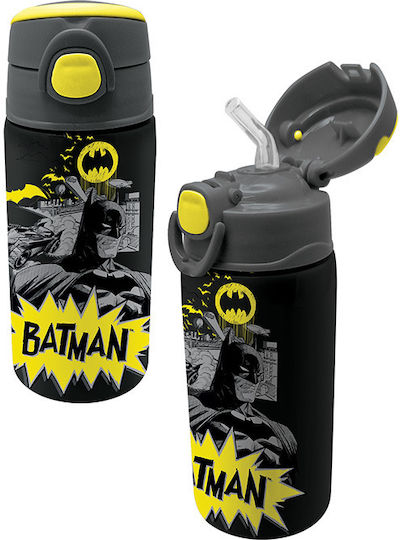 Batman Stainless Steel Kids Water Bottle Batman Thermos with Straw Black 450ml