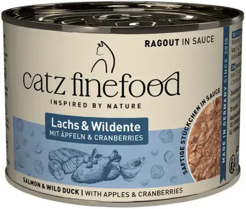 Catz Finefood Wet Food for Adult Cats with Salmon Duck Meat and Fish Grain Free 190gr