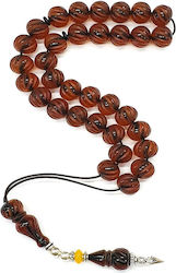 Roloi Komboloi Graven Worry Beads with 33 Beads Made of Mastic Length 35cm Honey