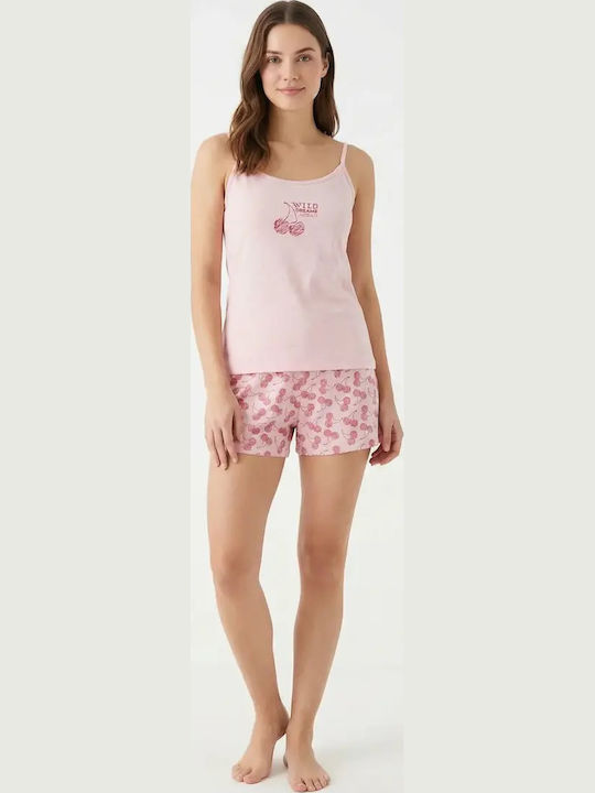 Dreams by Joyce Sommer Baumwoll Schlafanzug Damen Shorts Rosa
