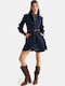 Sommer Mini Hemdkleid Denim Blau