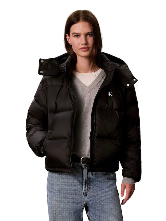Късо Дамско Puffer Якето за Зима Черно