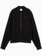 Long Women's Hooded Sweatshirt Cardigan Black