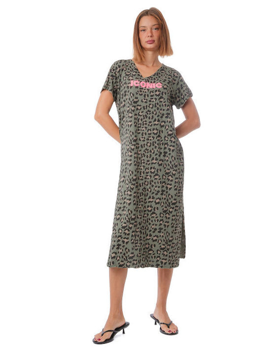 Silia D Sommer Midi T-Shirt Damenkleid Schwarz