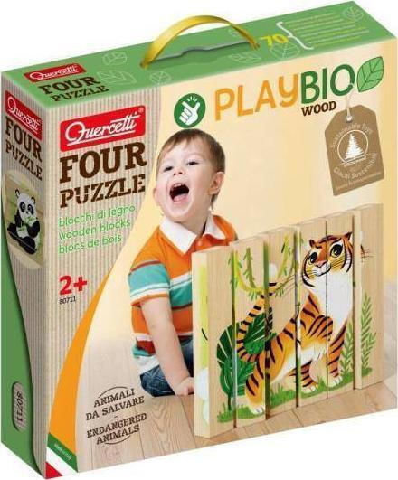 Holz Kinderpuzzle Playbio Bausteine Wilde Tiere 6 Stück Quercetti