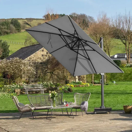 Garten- und Terrassen-Sonnenschirm Hängend Aluminium Challenger Premium Grau 3,5x2,6m