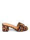 Mules With Chunky Low Heel In Brown Colour SI-5532-26ML-LEOPARD