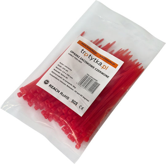 Tretytka Plastic Cable Tie 100mmx2.5mm In Red Colour 1 Piece