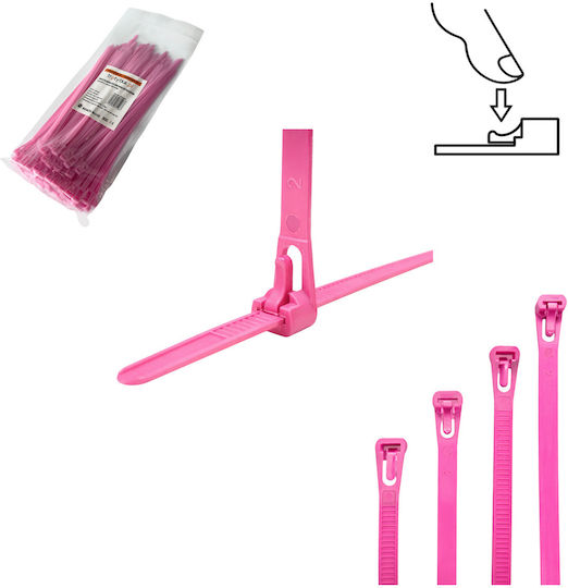 Tretytka Plastic Cable Tie 200mmx4.8mm In Pink Colour 1 Piece
