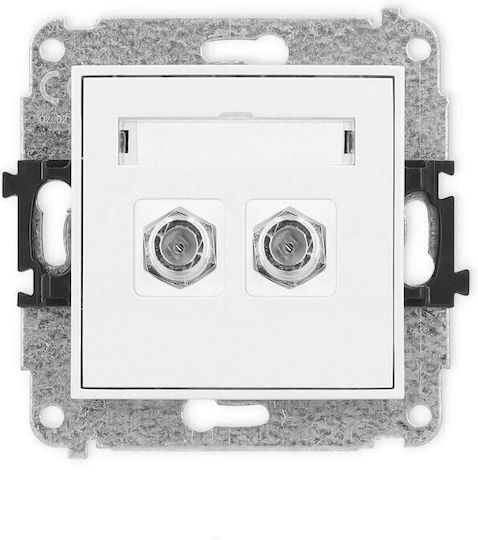 Icon Dual Tip F Sat Prizele Pentru Antene TV Mecanism Priză Antenă Placat Cu Nichel Alb Mat 25igf-2