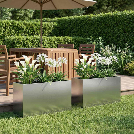 vidaXL Set of 2 Metallic Silver Flower Pots 30cm