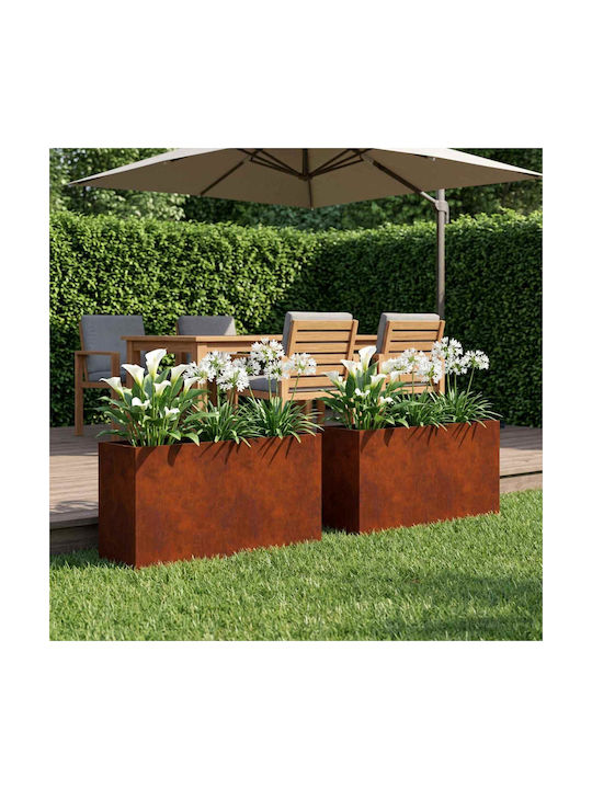 vidaXL Set of 2 Metallic Rusty Flower Pots