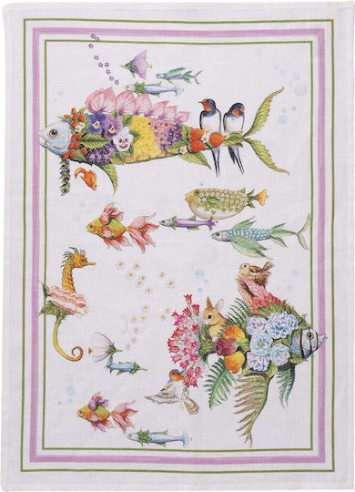 Tessitura Toscana Telerie Pesciflora Tea Towel In Purple Color