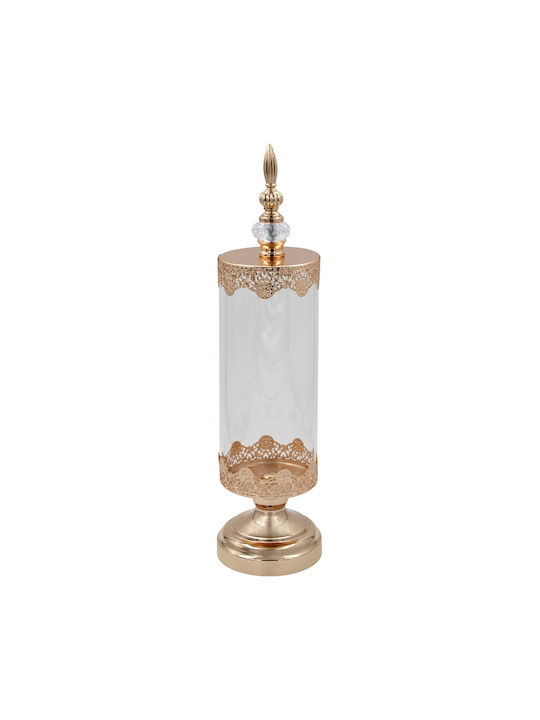 Keskor Sweet Jar Glass with Lid 11.5x11.5x45cm Gold