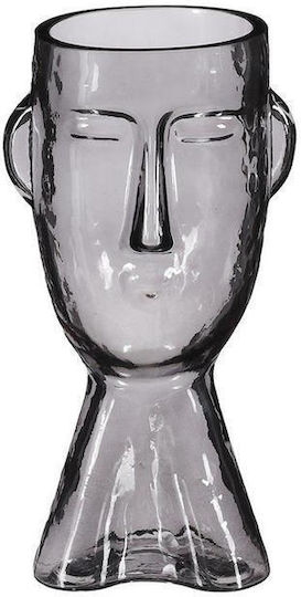 Glass Grey Face Vase 12x24