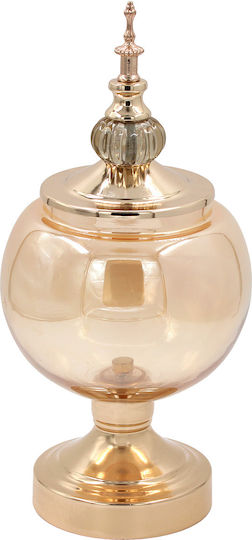 Keskor Sweet Jar Glass with Lid 16.5x16.5x34cm Gold