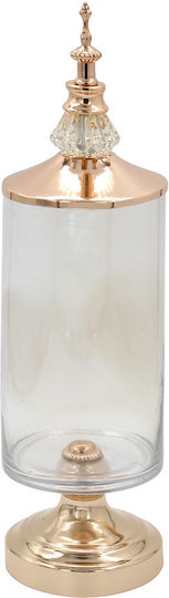 Keskor Glass Sweet Jar with Lid 10x10x37cm Gold