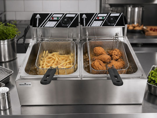 Alpha-Market Electric Double Fryer 5.6kW Capacity 2x20lt DT-1584