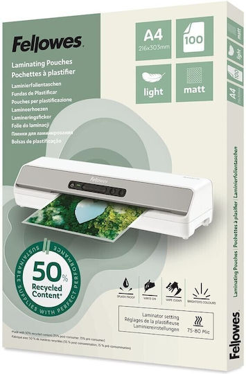 Fellowes Light Ζελατίνες Πλαστικοποίησης Ματ A4 100τμχ