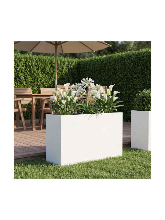vidaXL Метална Бяла Саксия За Цветя 80x40x50см